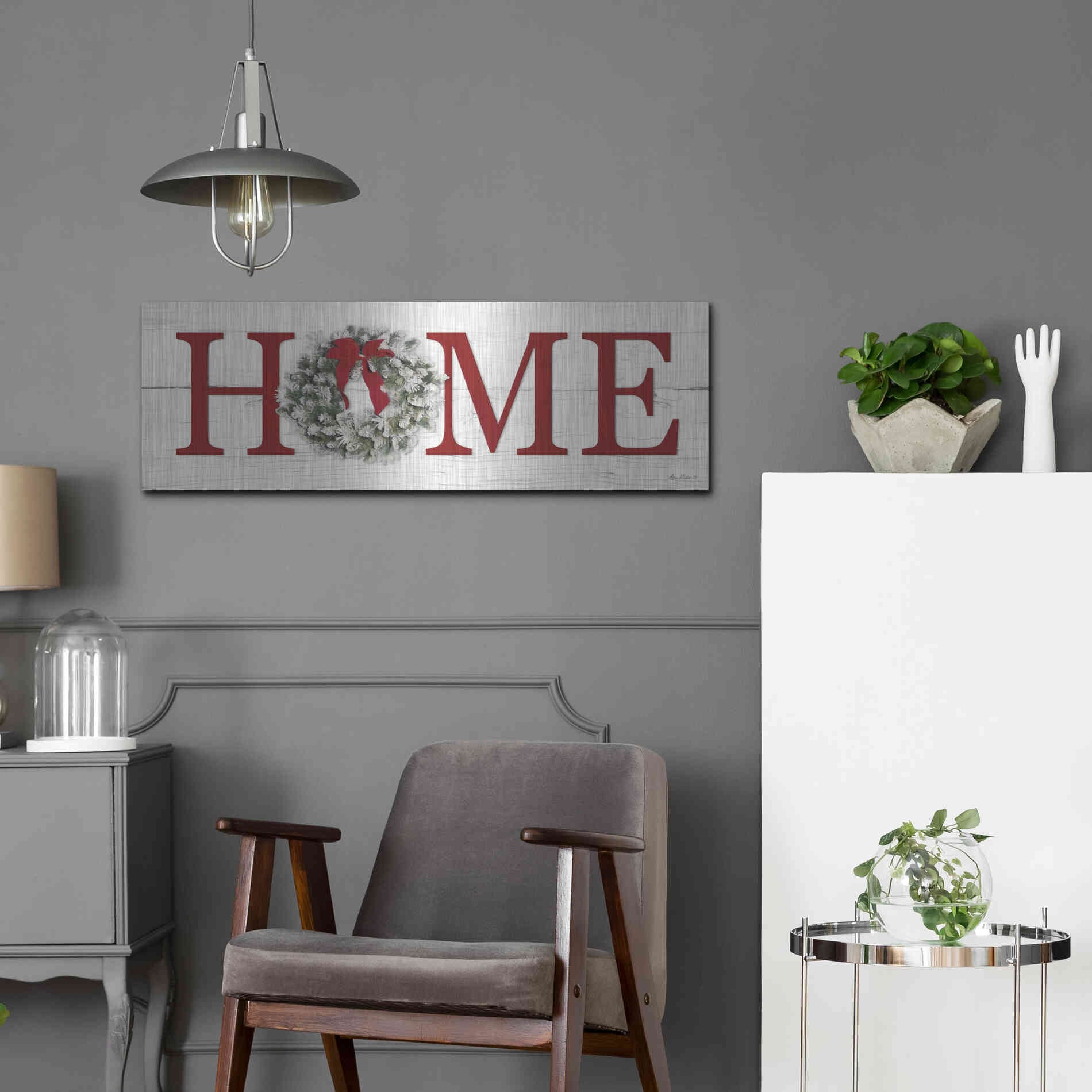 Luxe Metal Art 'Christmas Home' by Lori Deiter, Metal Wall Art,36x12