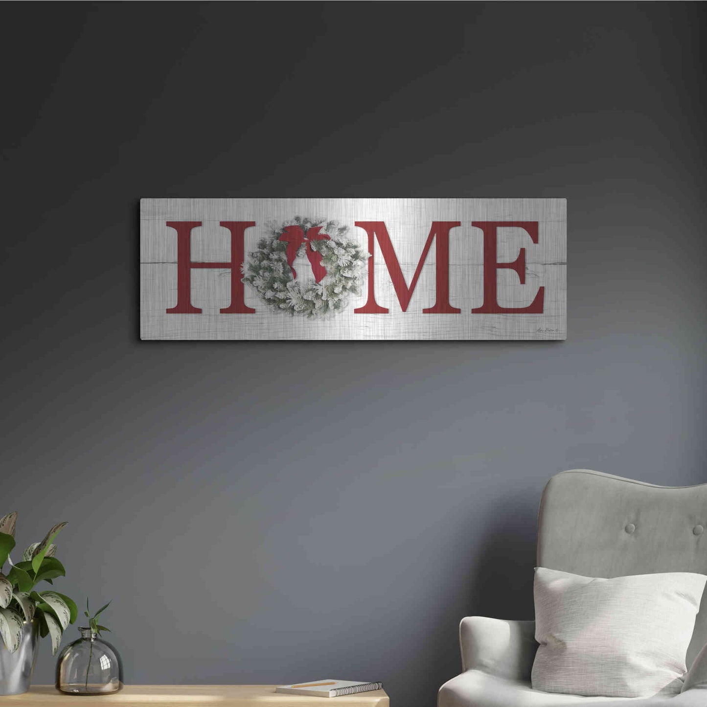 Luxe Metal Art 'Christmas Home' by Lori Deiter, Metal Wall Art,36x12