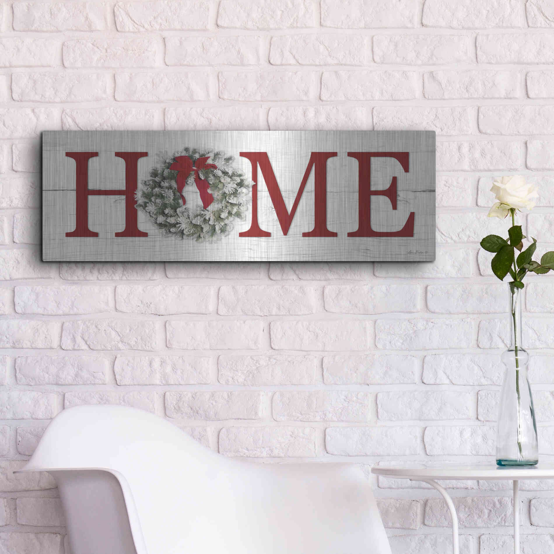 Luxe Metal Art 'Christmas Home' by Lori Deiter, Metal Wall Art,36x12