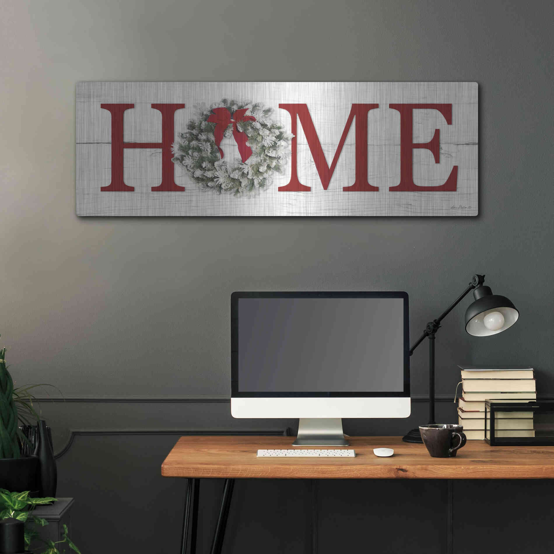 Luxe Metal Art 'Christmas Home' by Lori Deiter, Metal Wall Art,48x16