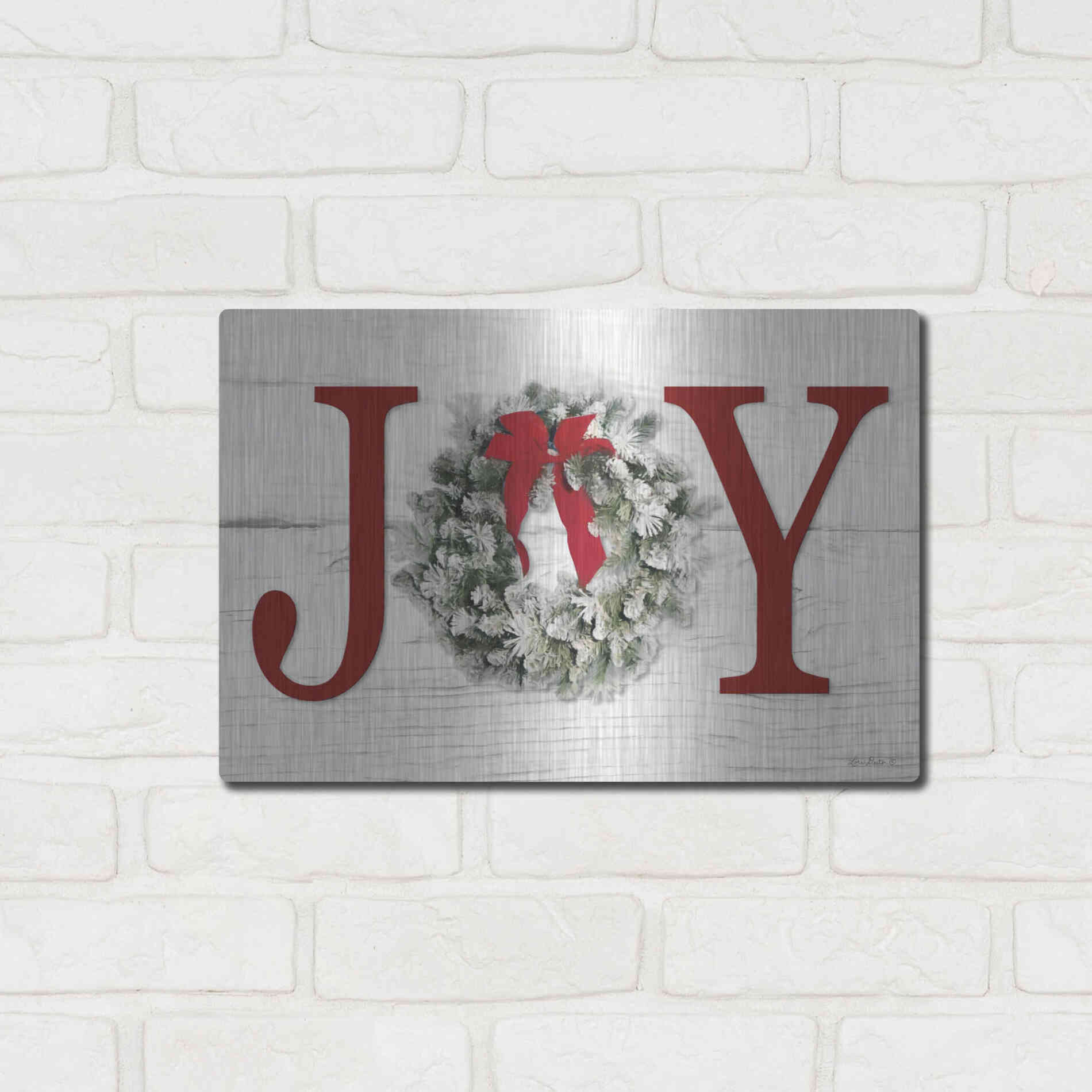 Luxe Metal Art 'Christmas Joy' by Lori Deiter, Metal Wall Art,16x12