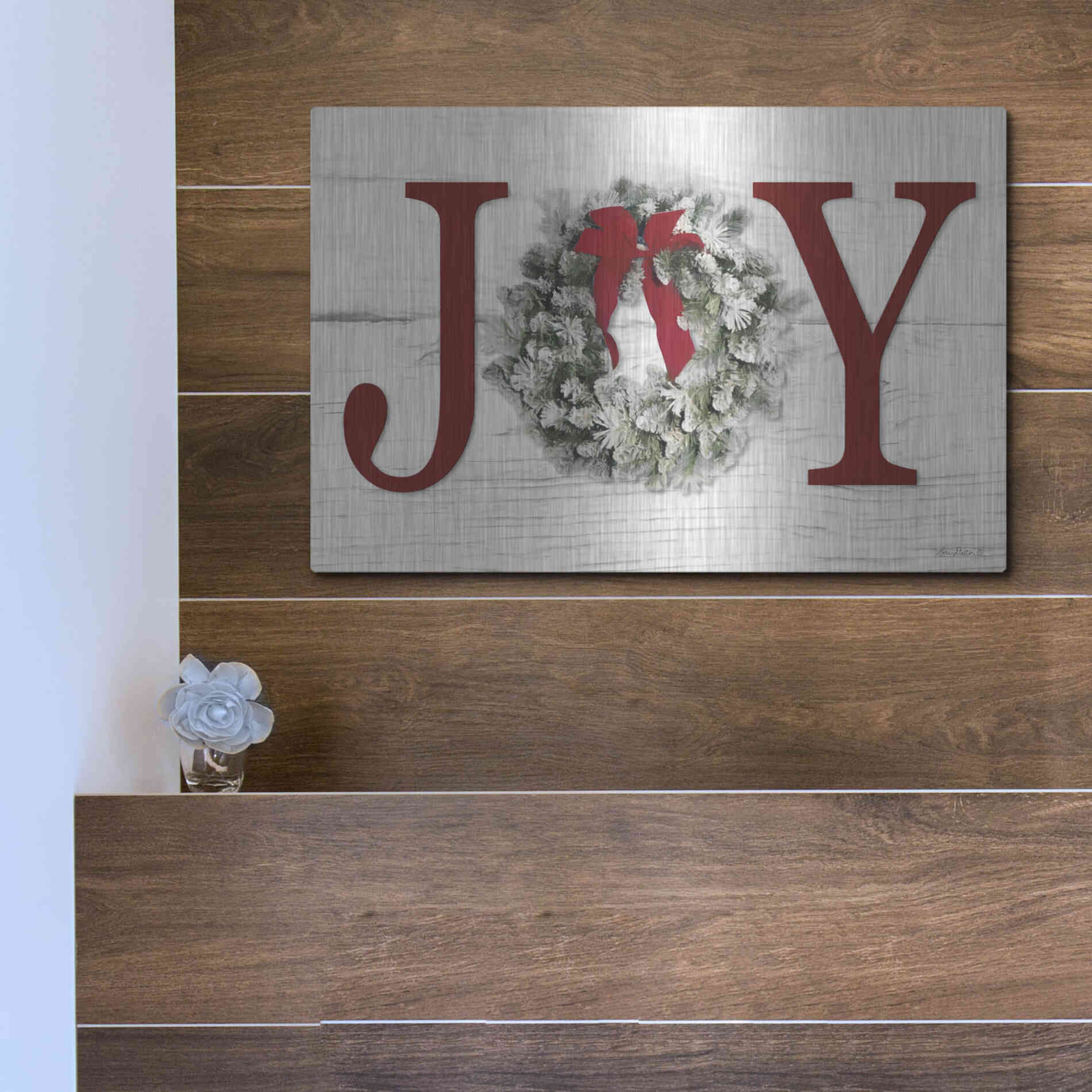 Luxe Metal Art 'Christmas Joy' by Lori Deiter, Metal Wall Art,16x12