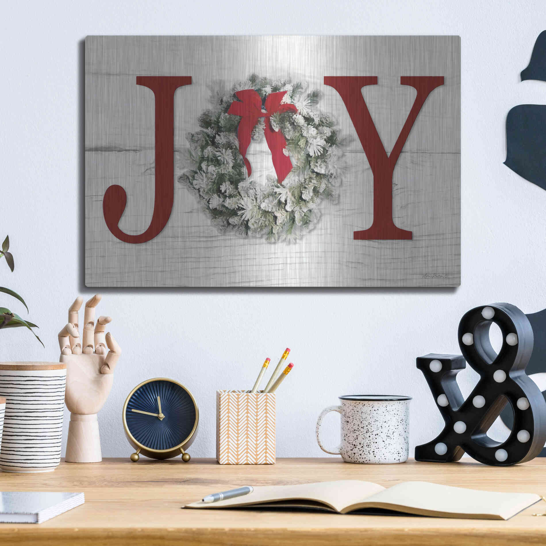 Luxe Metal Art 'Christmas Joy' by Lori Deiter, Metal Wall Art,16x12