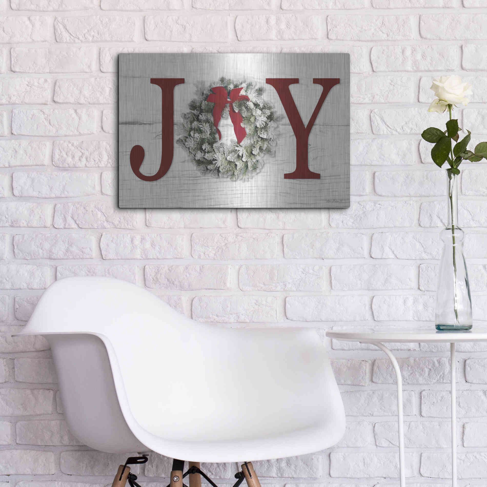 Luxe Metal Art 'Christmas Joy' by Lori Deiter, Metal Wall Art,24x16