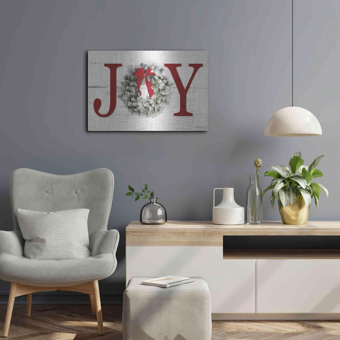 Luxe Metal Art 'Christmas Joy' by Lori Deiter, Metal Wall Art,24x16