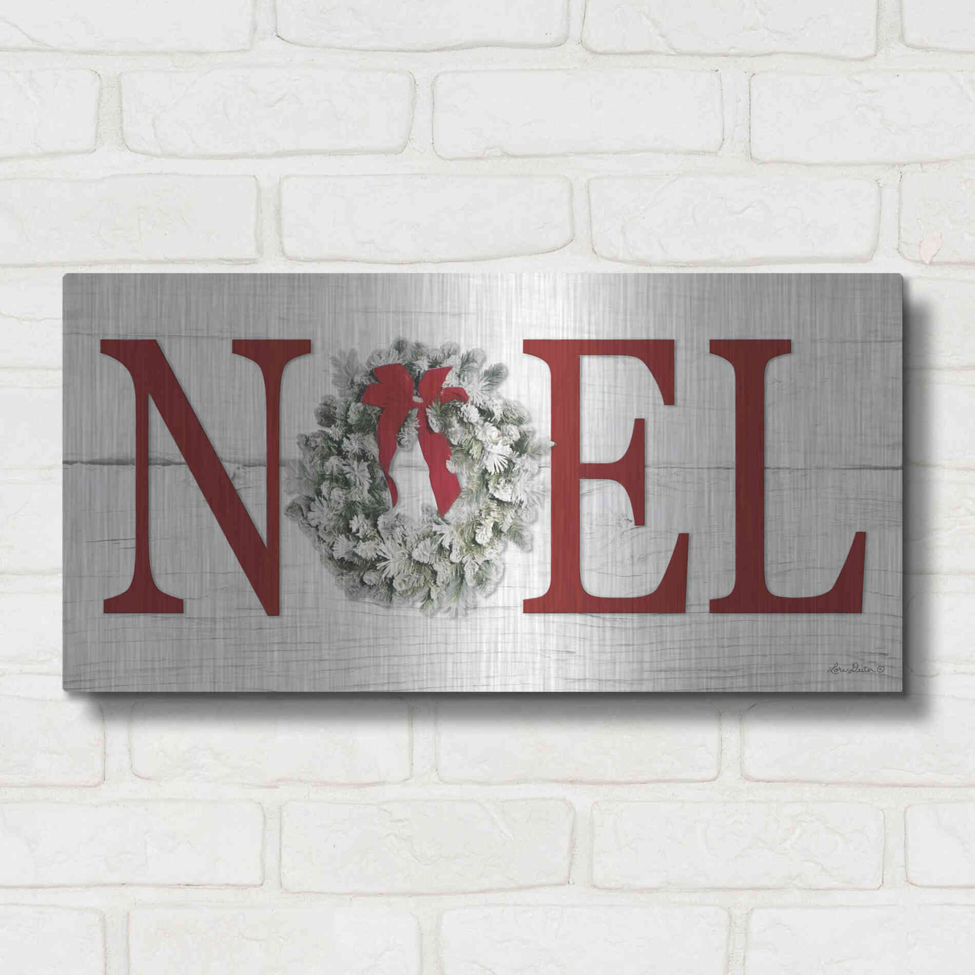 Luxe Metal Art 'Christmas Noel' by Lori Deiter, Metal Wall Art,24x12