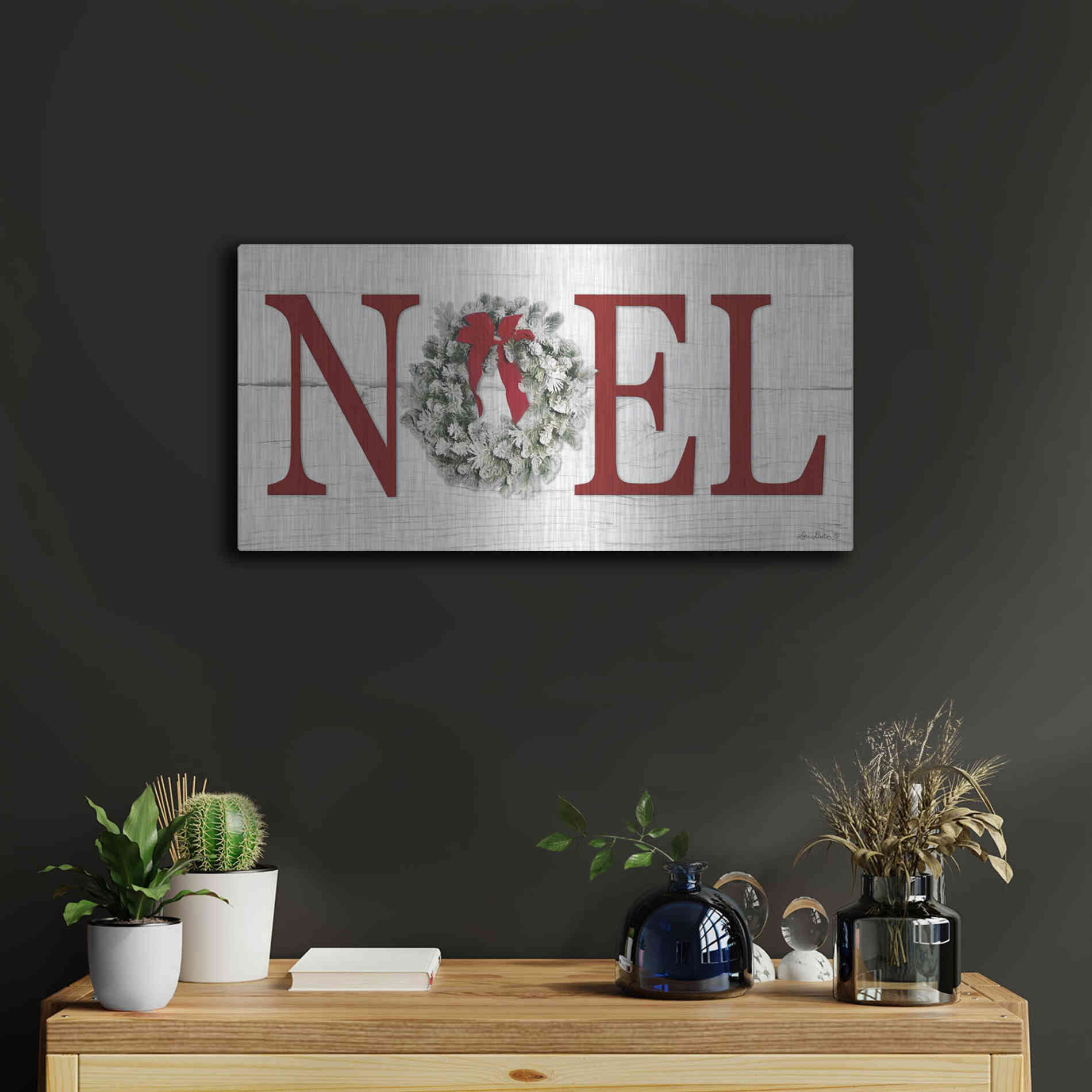 Luxe Metal Art 'Christmas Noel' by Lori Deiter, Metal Wall Art,24x12