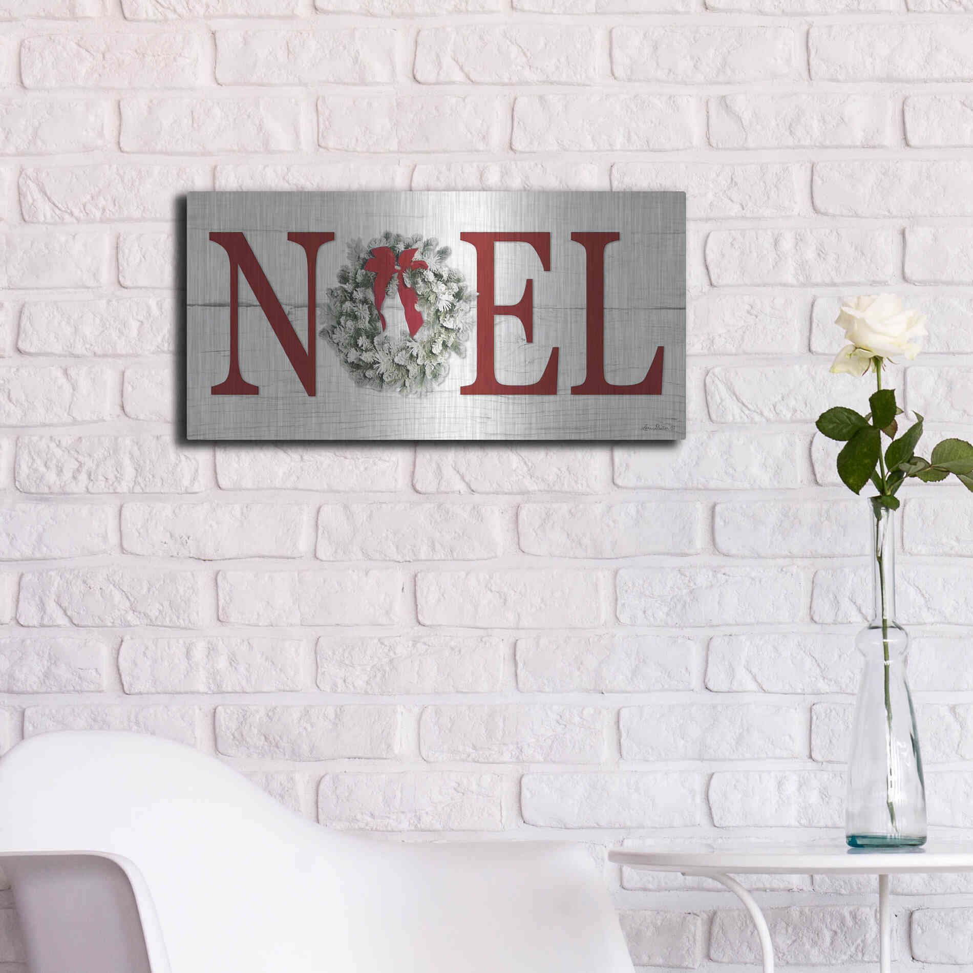 Luxe Metal Art 'Christmas Noel' by Lori Deiter, Metal Wall Art,24x12