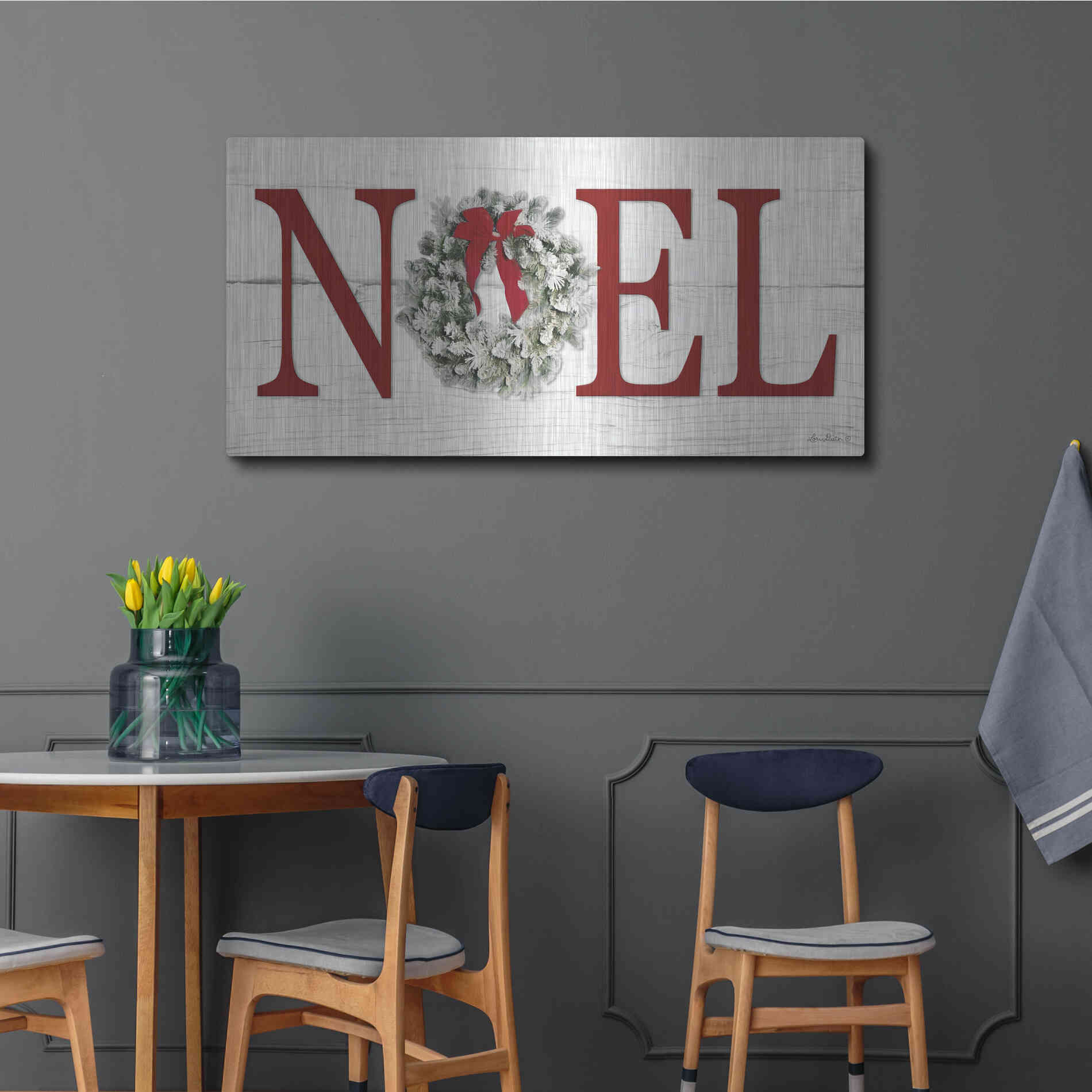 Luxe Metal Art 'Christmas Noel' by Lori Deiter, Metal Wall Art,48x24