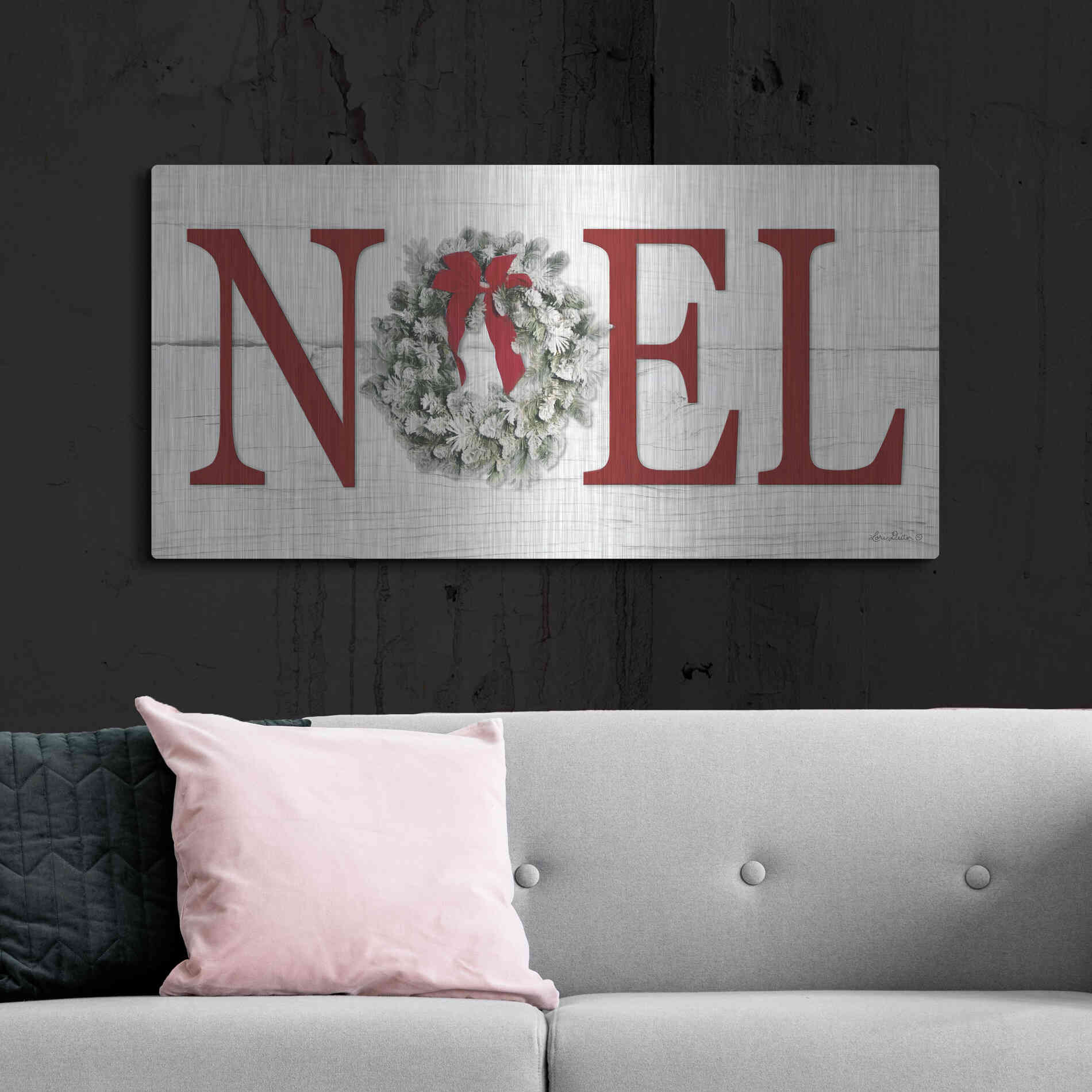 Luxe Metal Art 'Christmas Noel' by Lori Deiter, Metal Wall Art,48x24