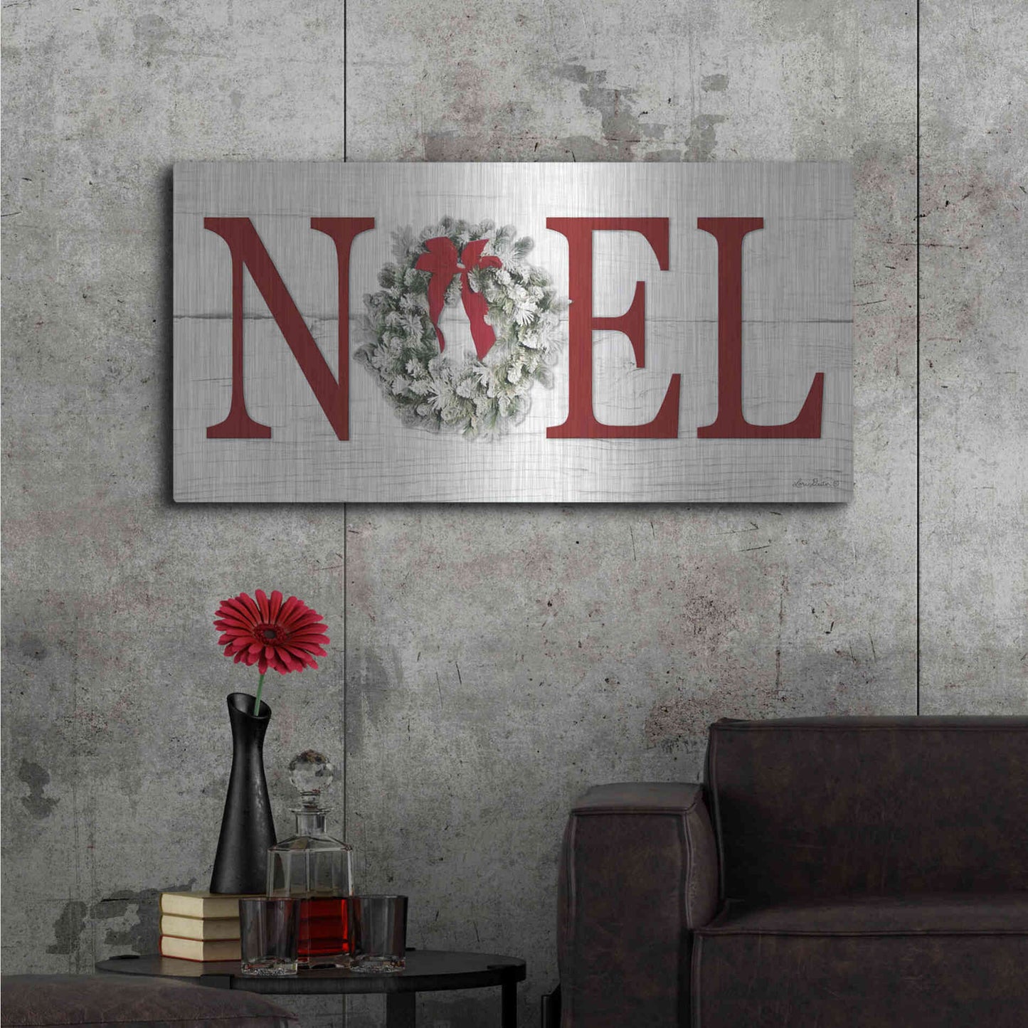 Luxe Metal Art 'Christmas Noel' by Lori Deiter, Metal Wall Art,48x24