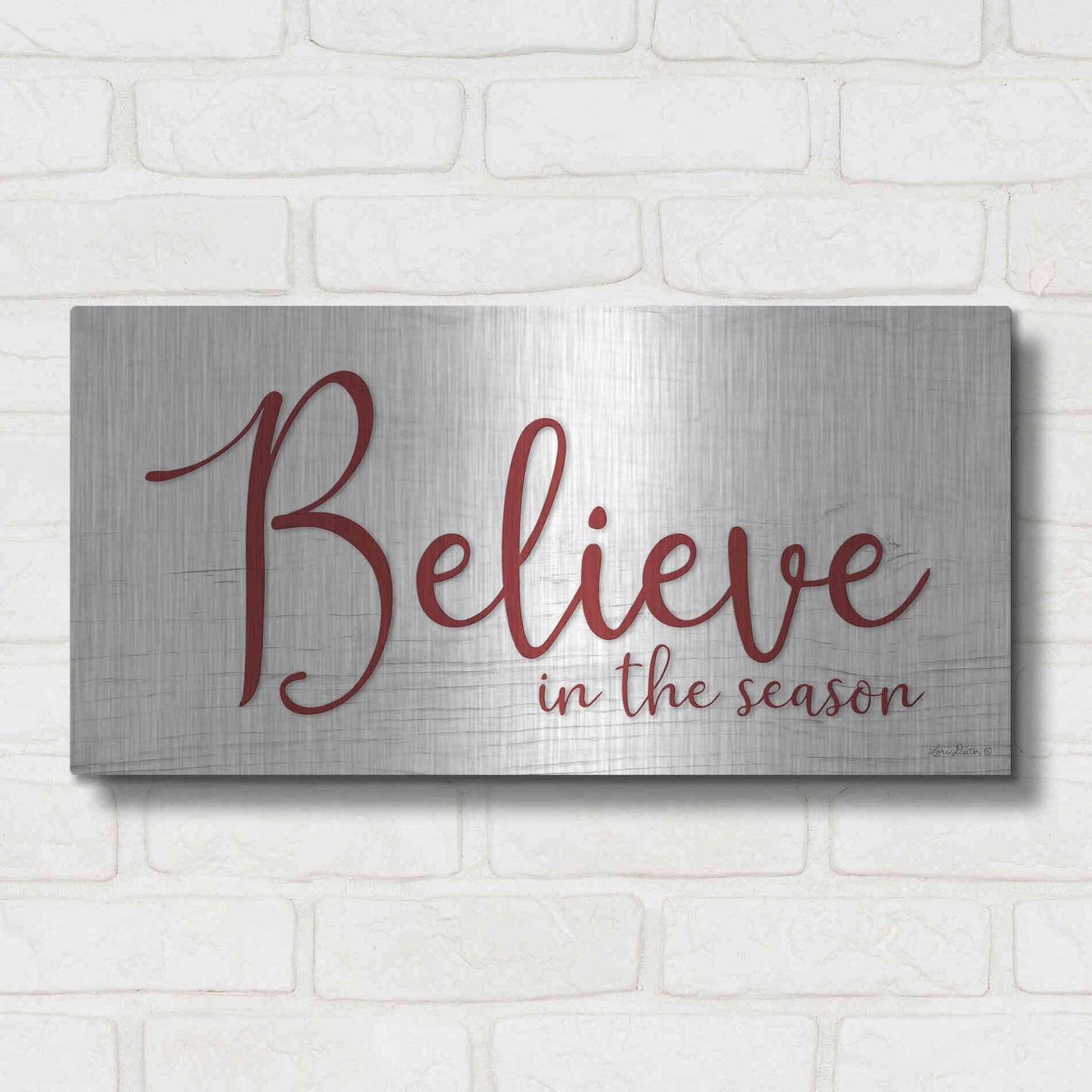 Luxe Metal Art 'Believe in the Season' by Lori Deiter, Metal Wall Art,24x12