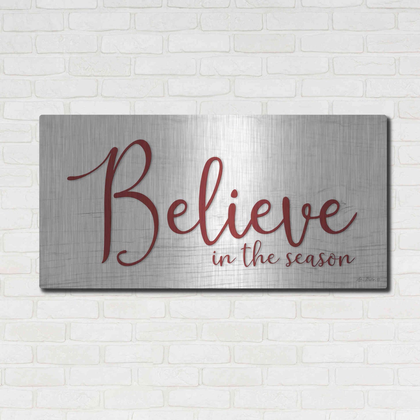 Luxe Metal Art 'Believe in the Season' by Lori Deiter, Metal Wall Art,48x24