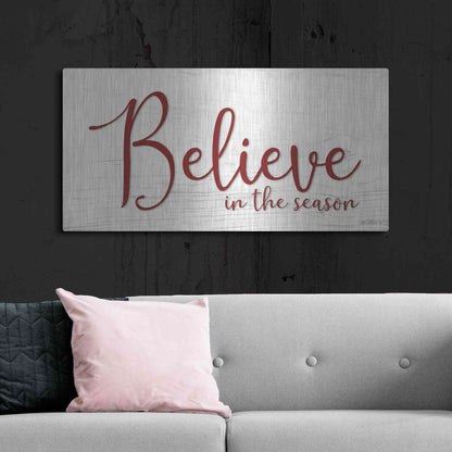 Luxe Metal Art 'Believe in the Season' by Lori Deiter, Metal Wall Art,48x24