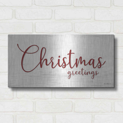 Luxe Metal Art 'Christmas Greetings' by Lori Deiter, Metal Wall Art,24x12