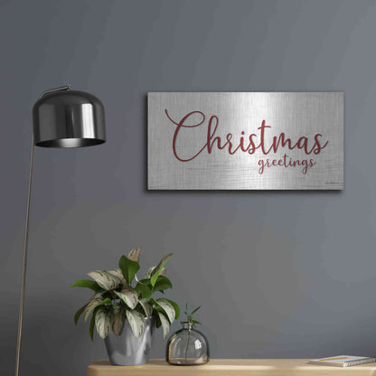 Luxe Metal Art 'Christmas Greetings' by Lori Deiter, Metal Wall Art,24x12