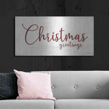 Luxe Metal Art 'Christmas Greetings' by Lori Deiter, Metal Wall Art,48x24