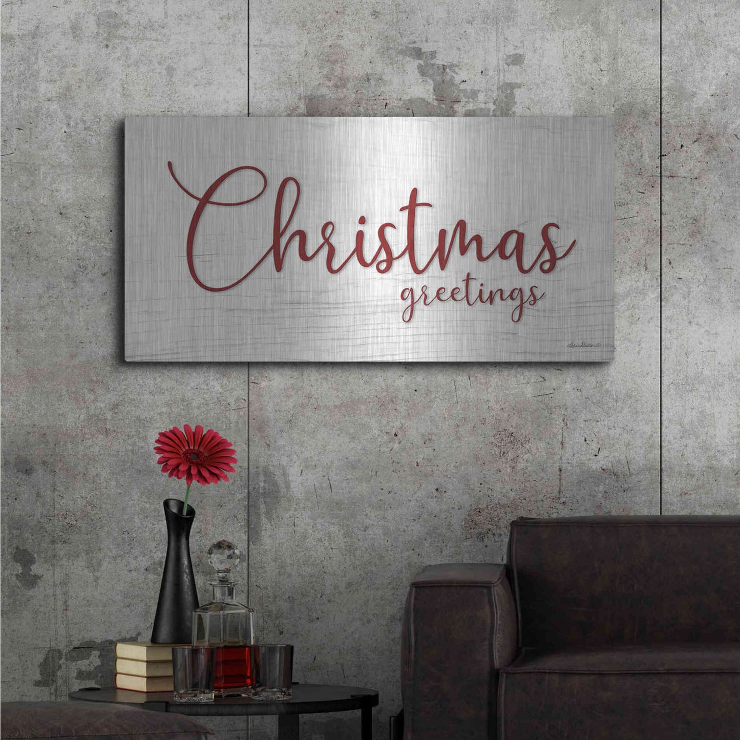 Luxe Metal Art 'Christmas Greetings' by Lori Deiter, Metal Wall Art,48x24