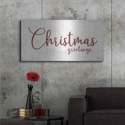 Luxe Metal Art 'Christmas Greetings' by Lori Deiter, Metal Wall Art,48x24