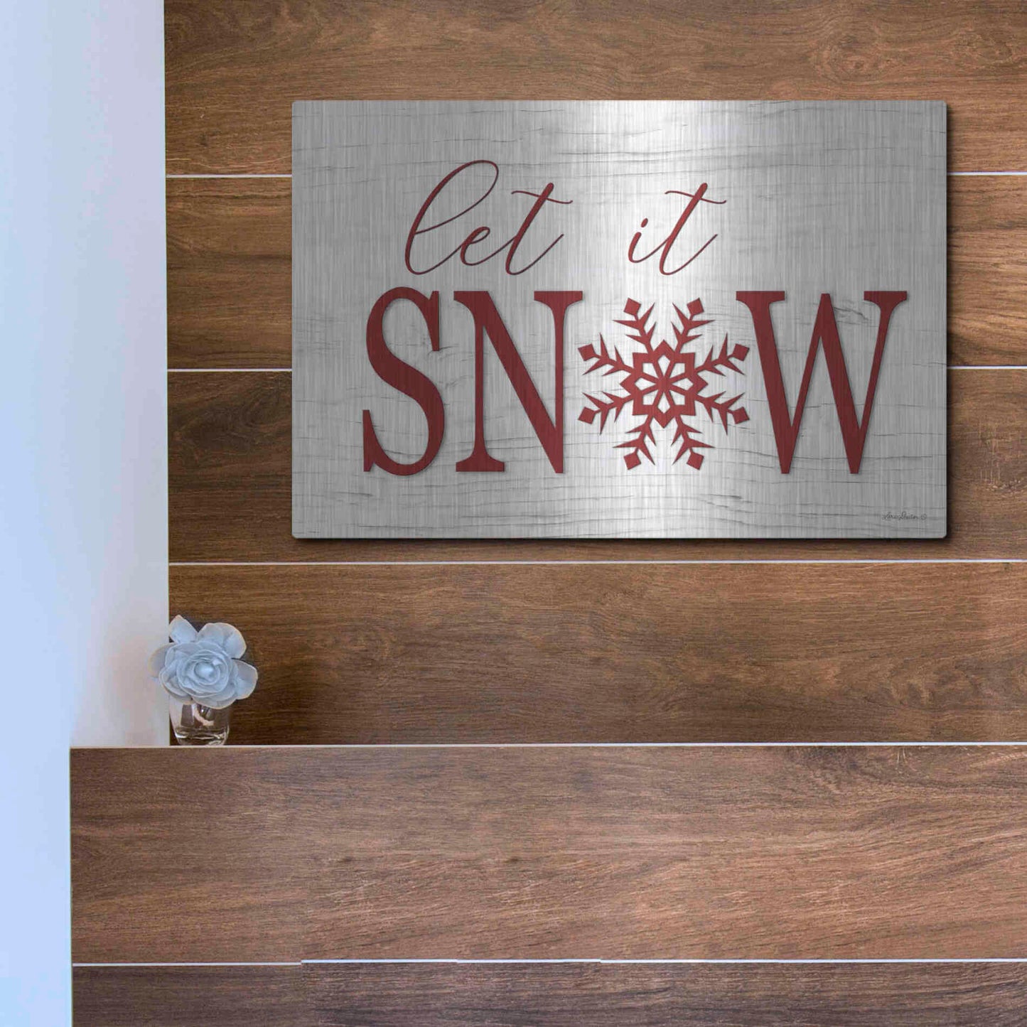 Luxe Metal Art 'Let It Snow 2' by Lori Deiter, Metal Wall Art,16x12