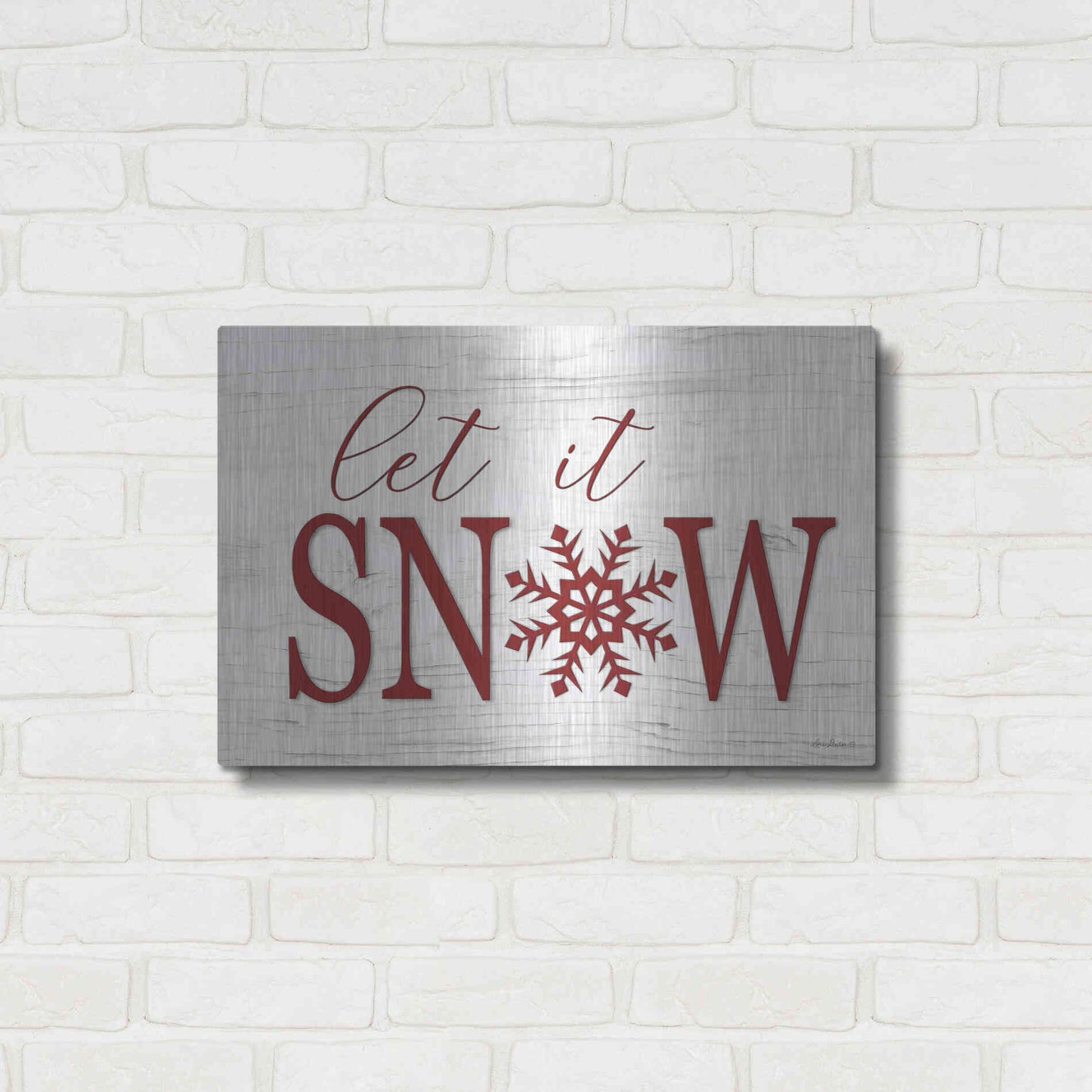 Luxe Metal Art 'Let It Snow 2' by Lori Deiter, Metal Wall Art,24x16