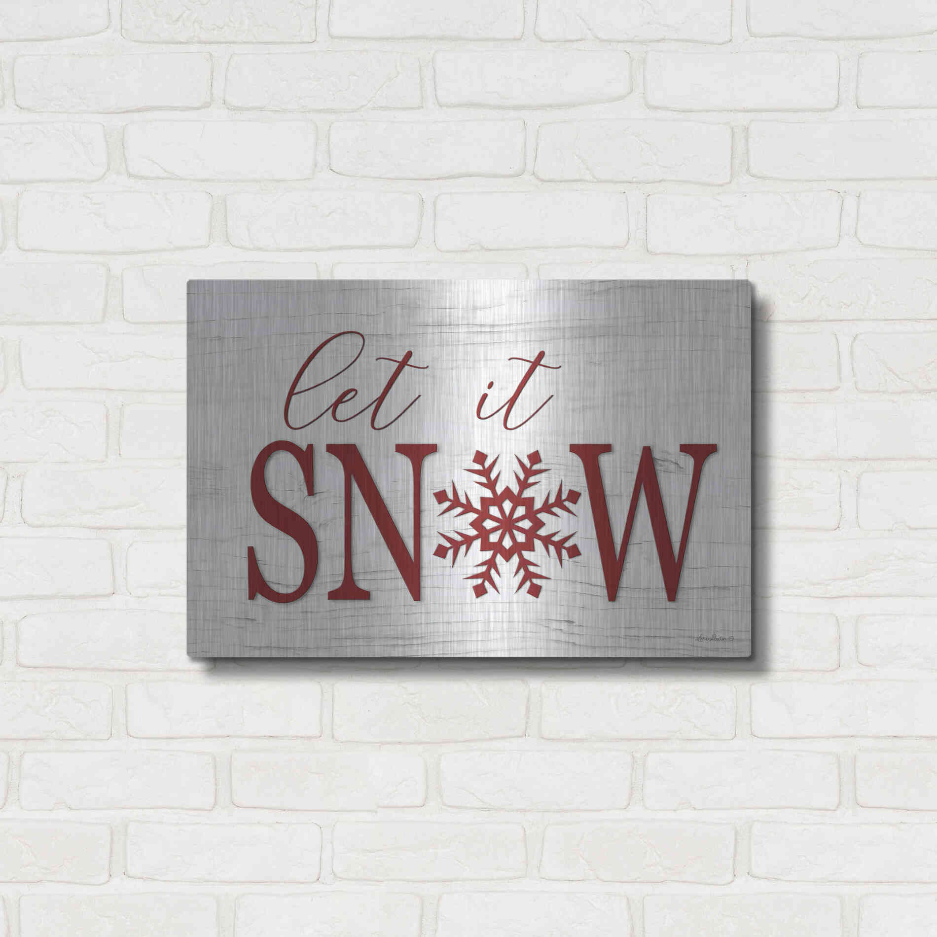 Luxe Metal Art 'Let It Snow 2' by Lori Deiter, Metal Wall Art,24x16