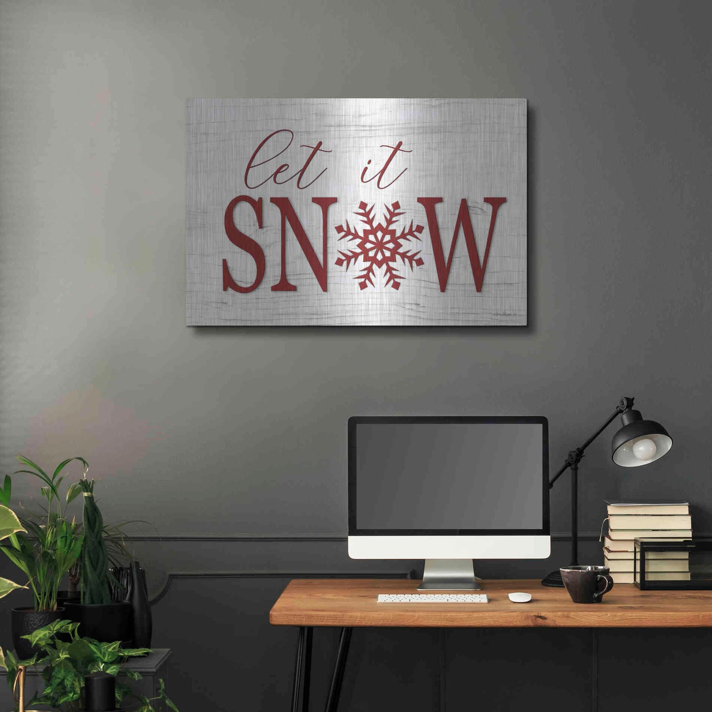 Luxe Metal Art 'Let It Snow 2' by Lori Deiter, Metal Wall Art,36x24