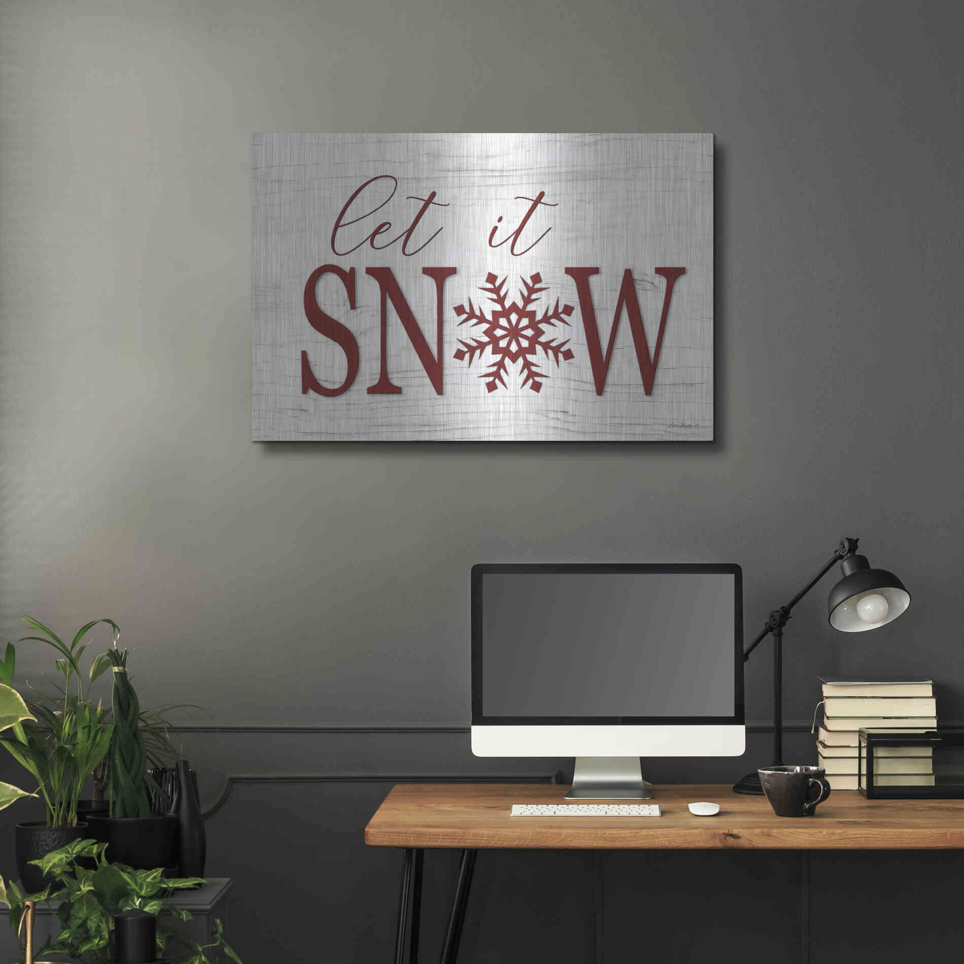 Luxe Metal Art 'Let It Snow 2' by Lori Deiter, Metal Wall Art,36x24