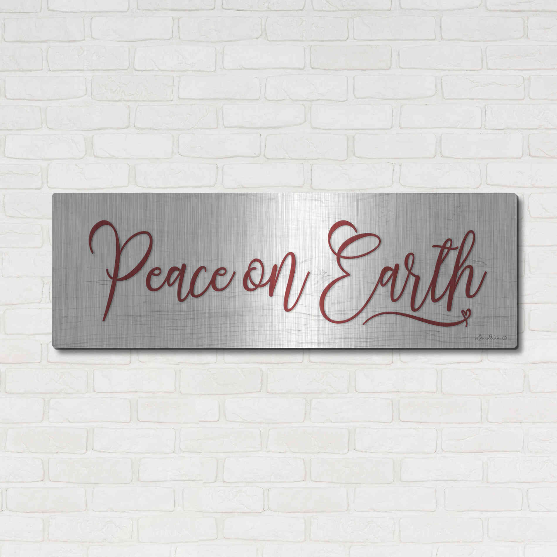 Luxe Metal Art 'Peace on Earth' by Lori Deiter, Metal Wall Art,48x16