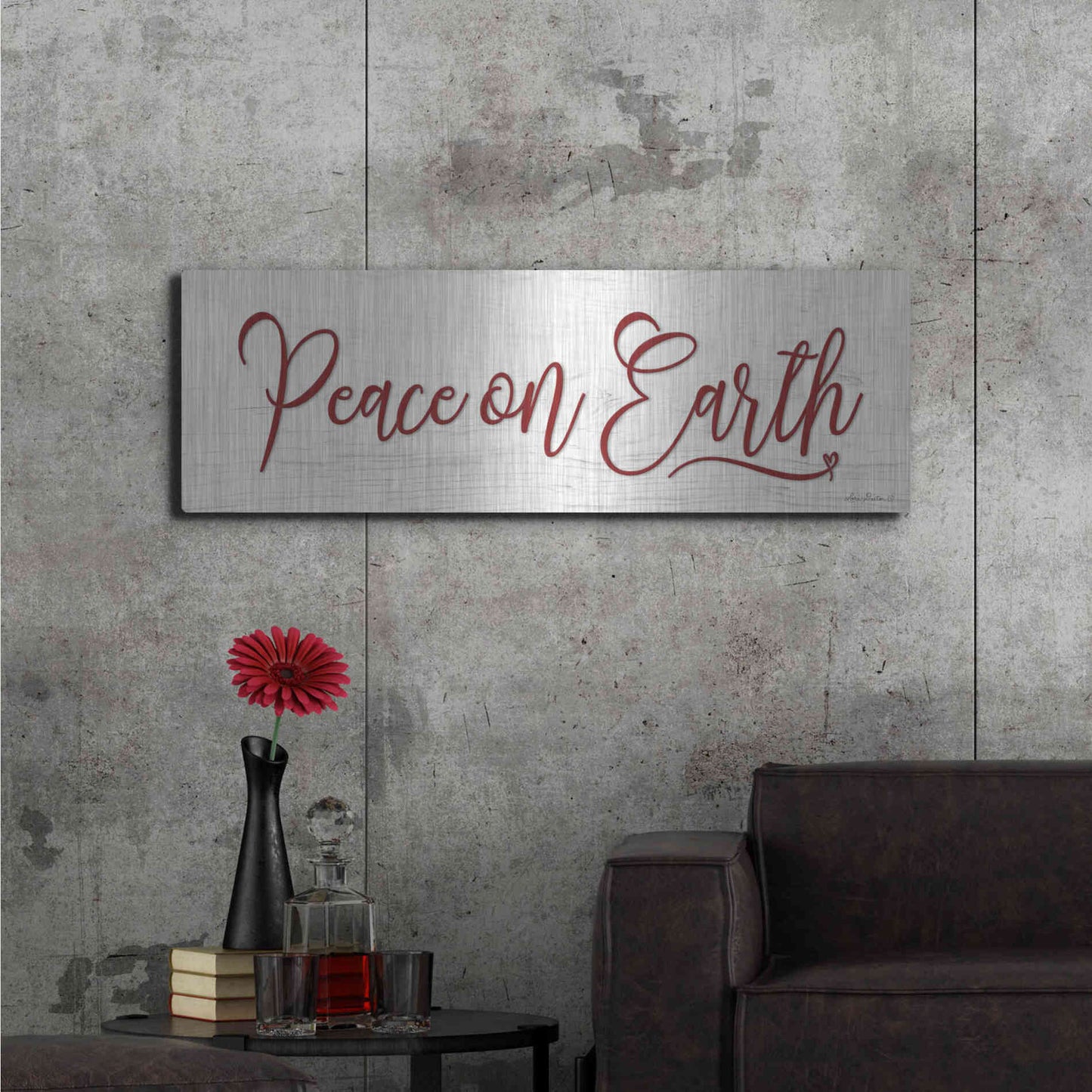 Luxe Metal Art 'Peace on Earth' by Lori Deiter, Metal Wall Art,48x16