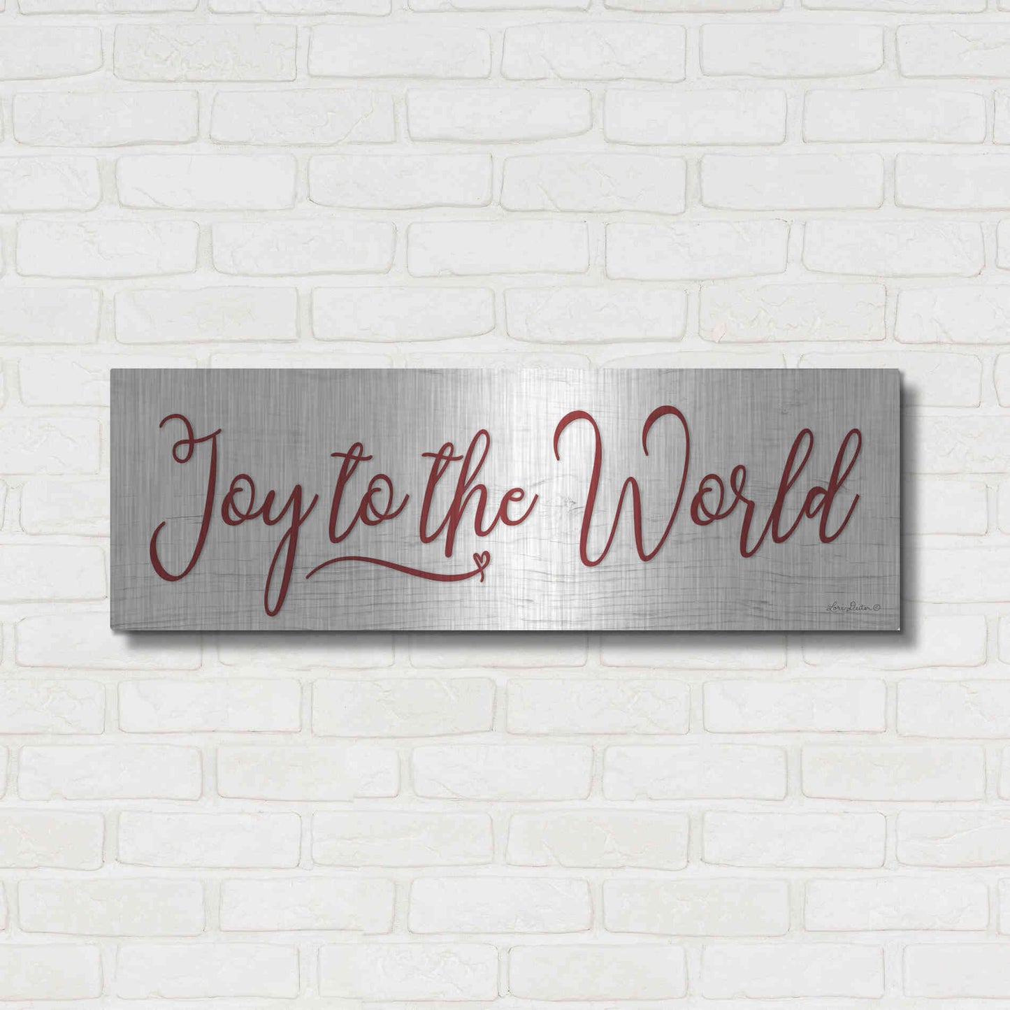 Luxe Metal Art 'Joy to the World' by Lori Deiter, Metal Wall Art,36x12