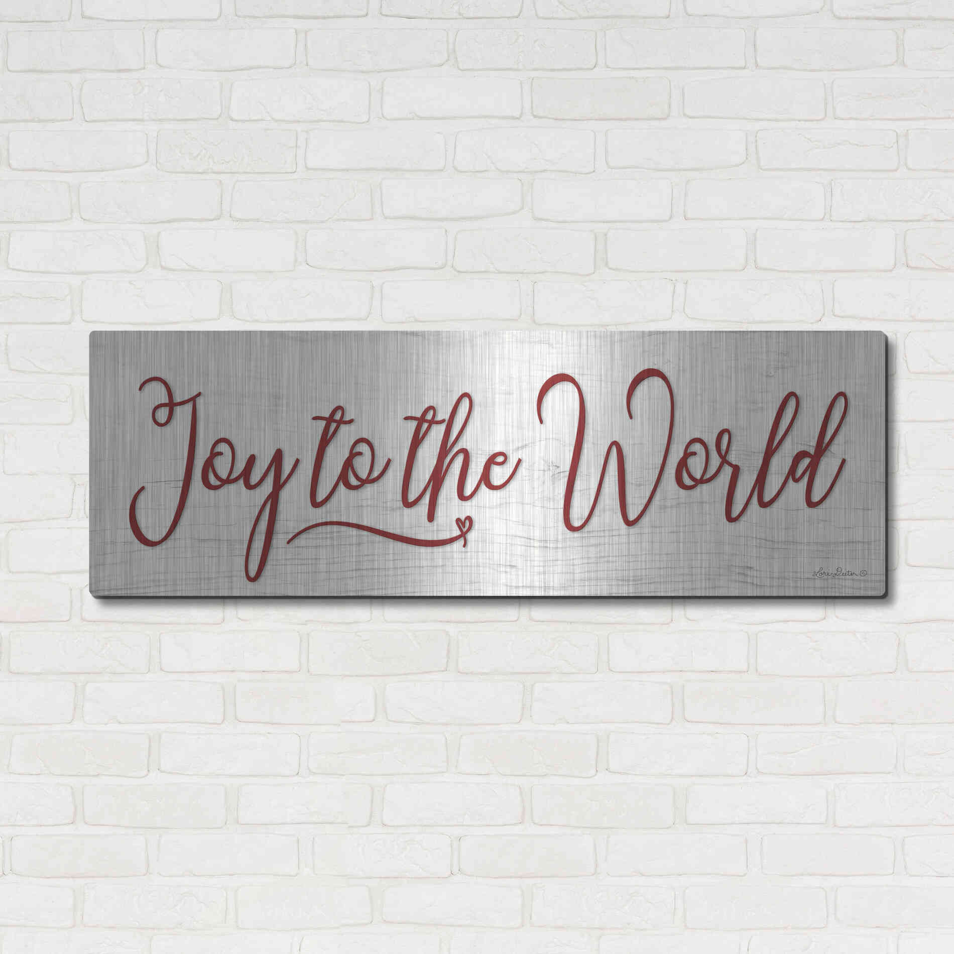 Luxe Metal Art 'Joy to the World' by Lori Deiter, Metal Wall Art,48x16