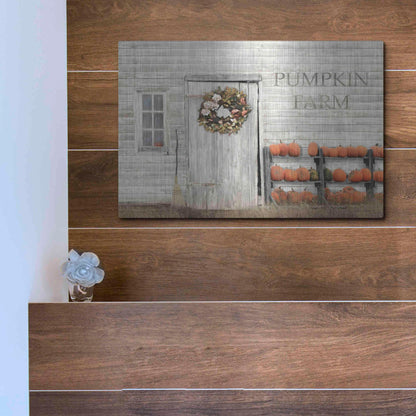 Luxe Metal Art 'Pumpkin Farm' by Lori Deiter, Metal Wall Art,16x12