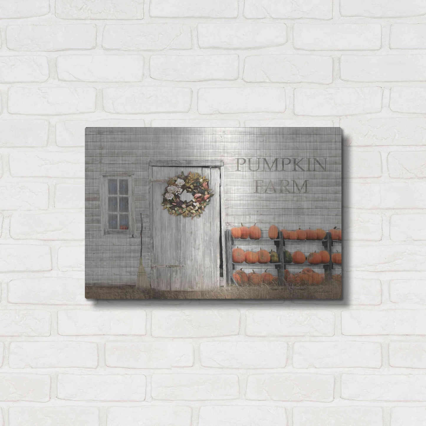 Luxe Metal Art 'Pumpkin Farm' by Lori Deiter, Metal Wall Art,24x16