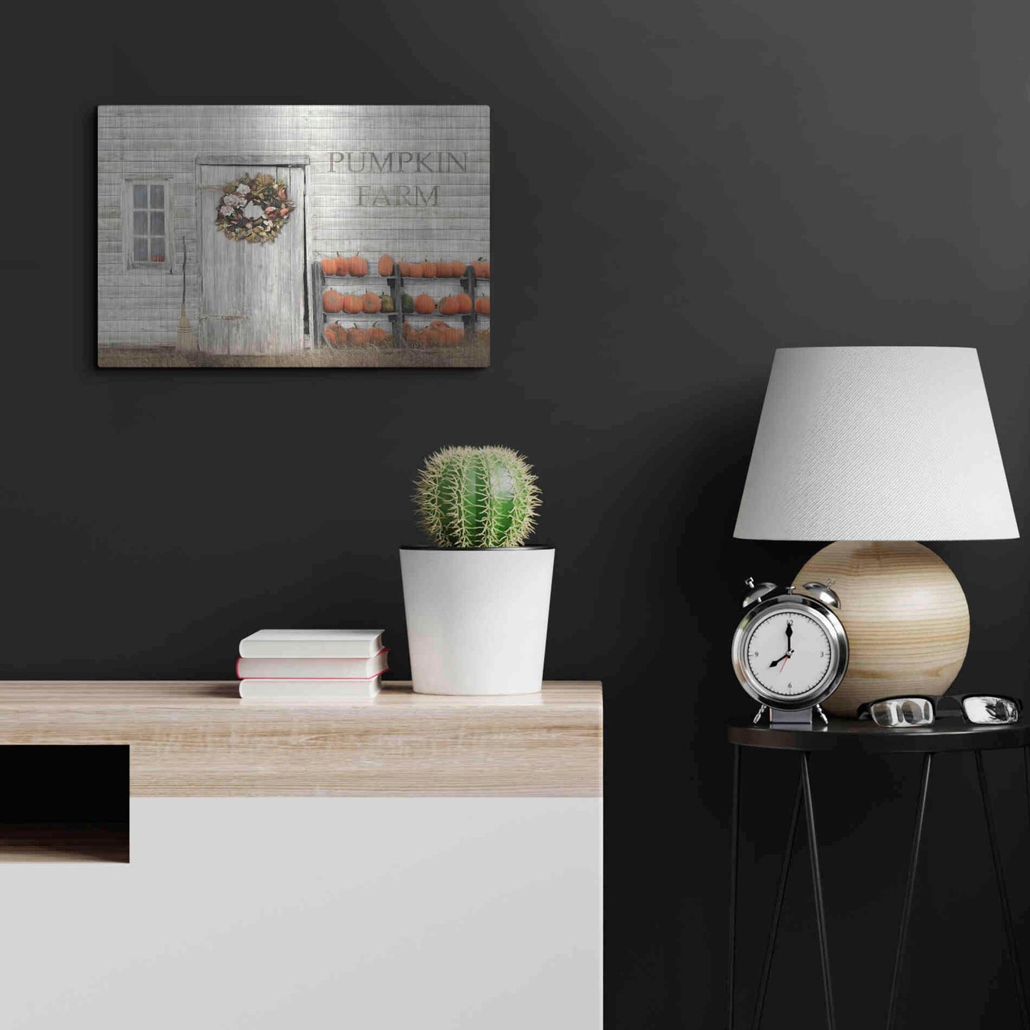 Luxe Metal Art 'Pumpkin Farm' by Lori Deiter, Metal Wall Art,24x16