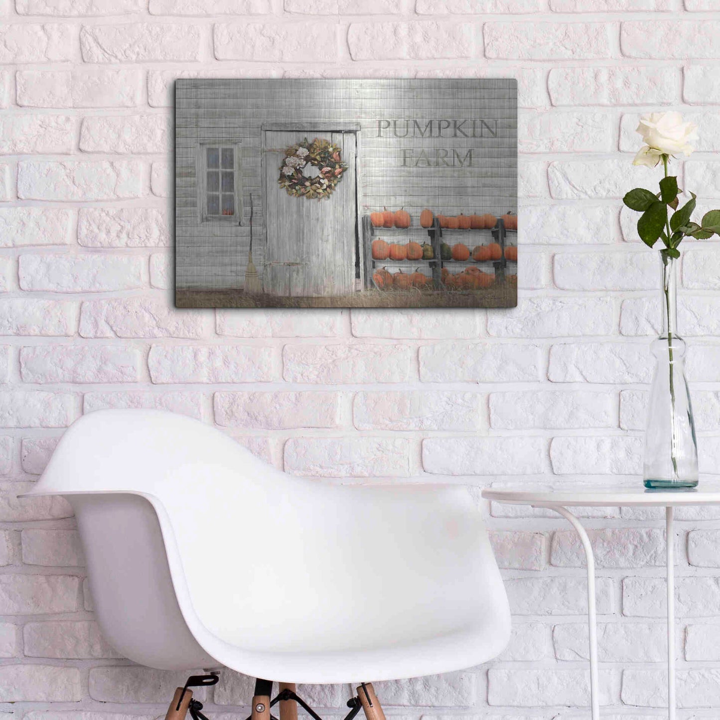 Luxe Metal Art 'Pumpkin Farm' by Lori Deiter, Metal Wall Art,24x16