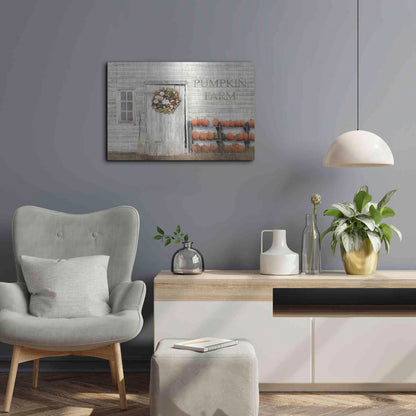 Luxe Metal Art 'Pumpkin Farm' by Lori Deiter, Metal Wall Art,24x16