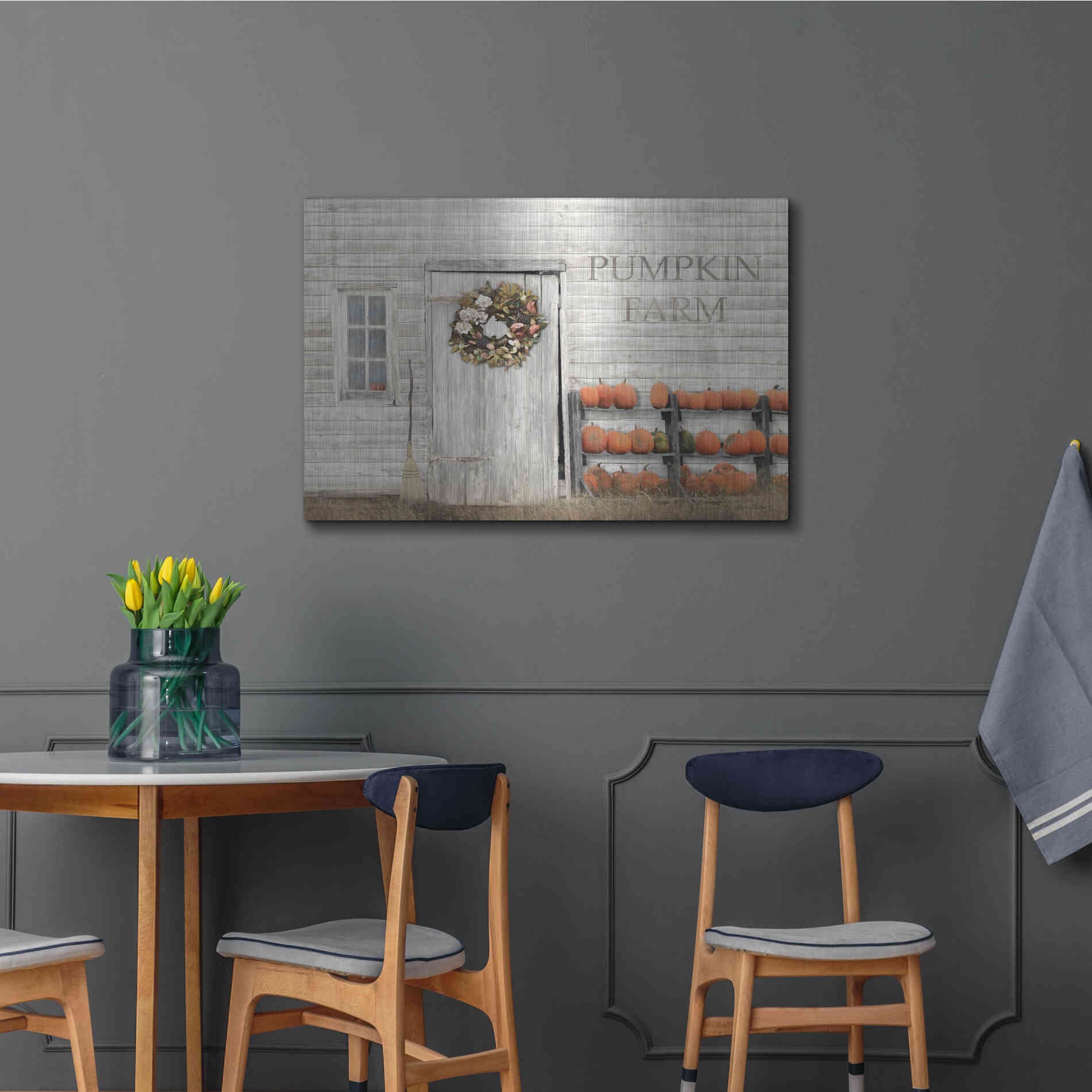 Luxe Metal Art 'Pumpkin Farm' by Lori Deiter, Metal Wall Art,36x24
