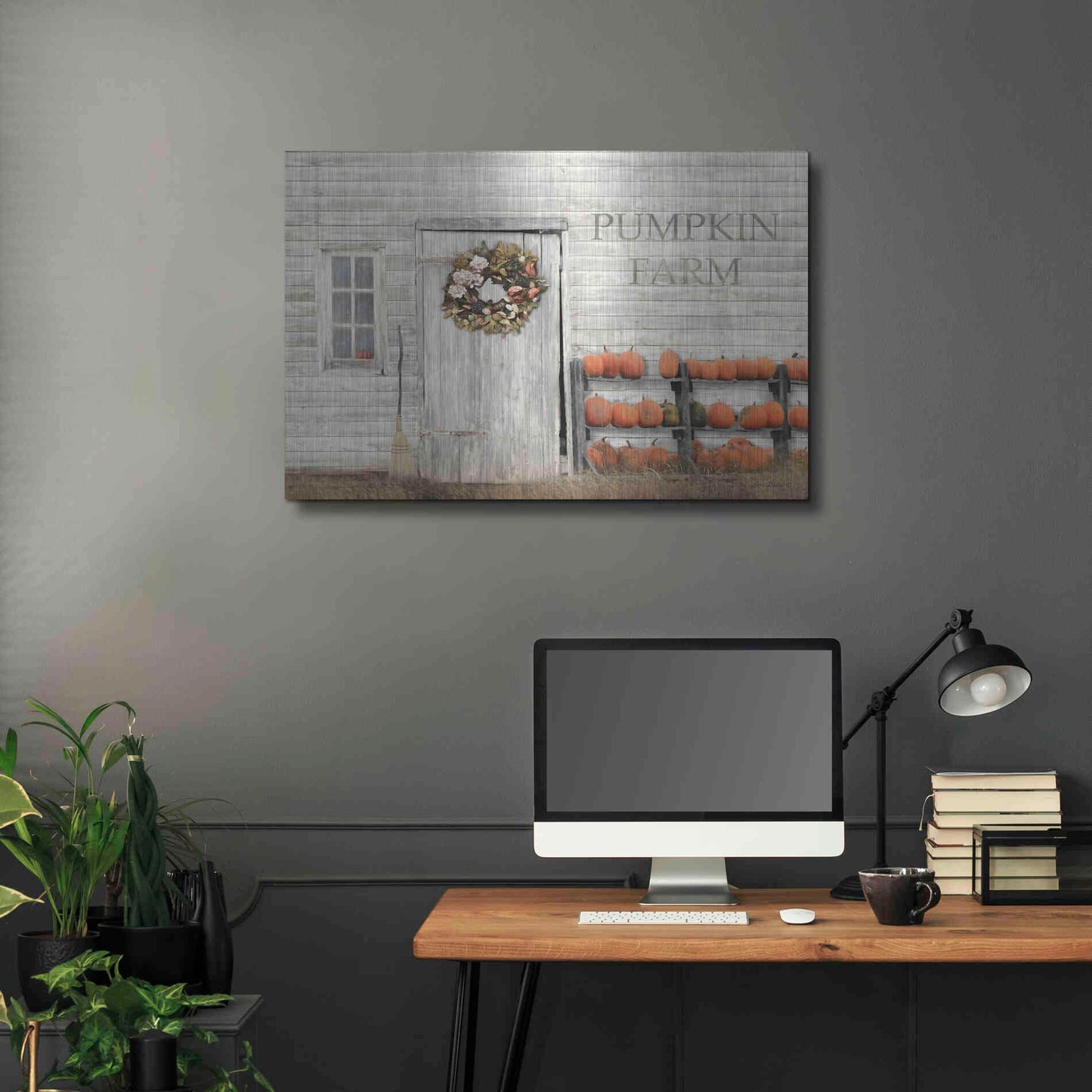 Luxe Metal Art 'Pumpkin Farm' by Lori Deiter, Metal Wall Art,36x24