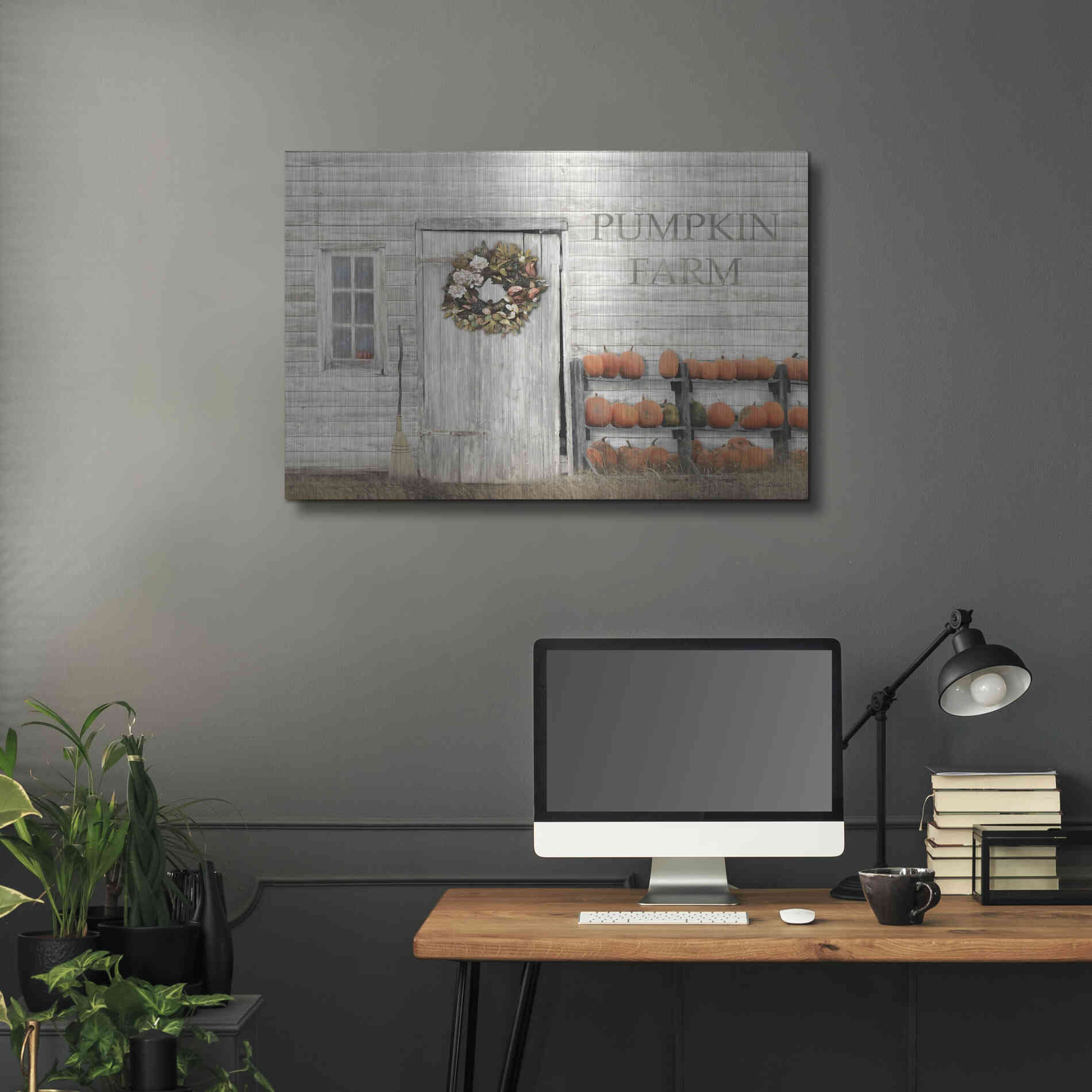 Luxe Metal Art 'Pumpkin Farm' by Lori Deiter, Metal Wall Art,36x24