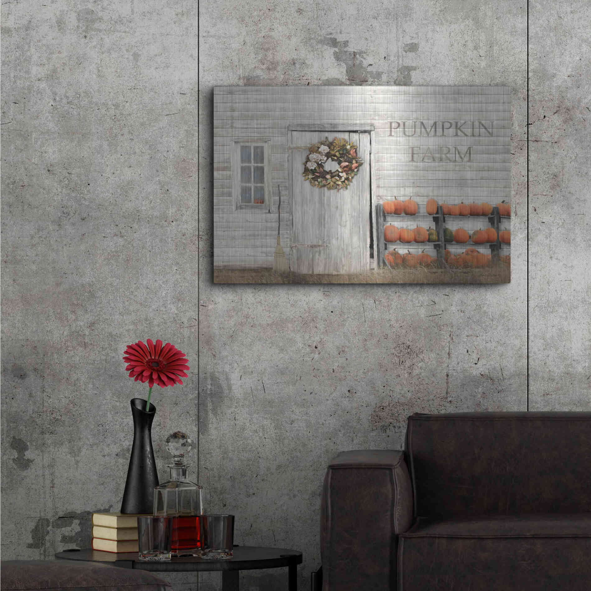 Luxe Metal Art 'Pumpkin Farm' by Lori Deiter, Metal Wall Art,36x24