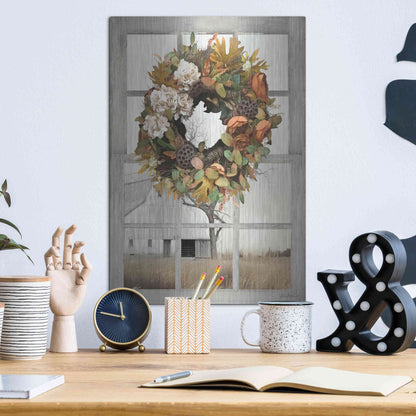 Luxe Metal Art 'Fall Window View I' by Lori Deiter, Metal Wall Art,12x16