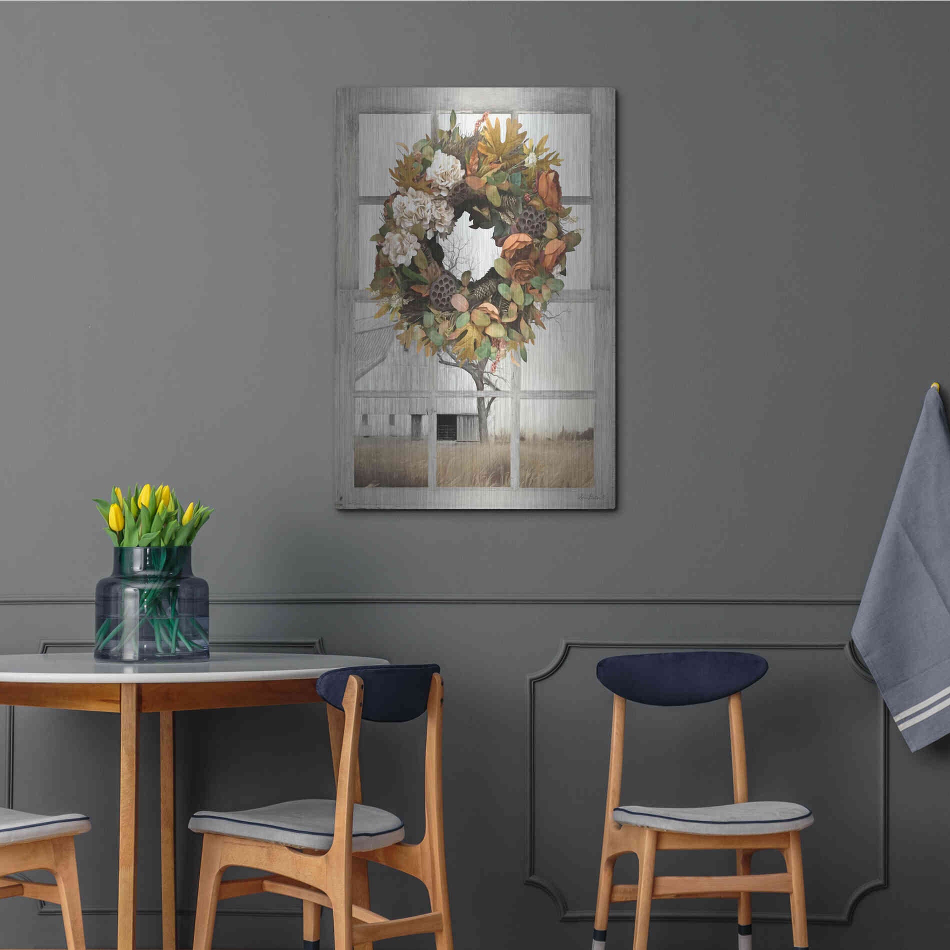 Luxe Metal Art 'Fall Window View I' by Lori Deiter, Metal Wall Art,24x36