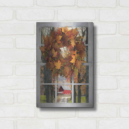 Luxe Metal Art 'Fall Window View II' by Lori Deiter, Metal Wall Art,12x16
