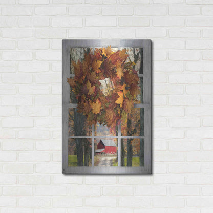 Luxe Metal Art 'Fall Window View II' by Lori Deiter, Metal Wall Art,24x36