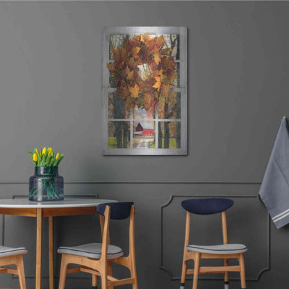 Luxe Metal Art 'Fall Window View II' by Lori Deiter, Metal Wall Art,24x36