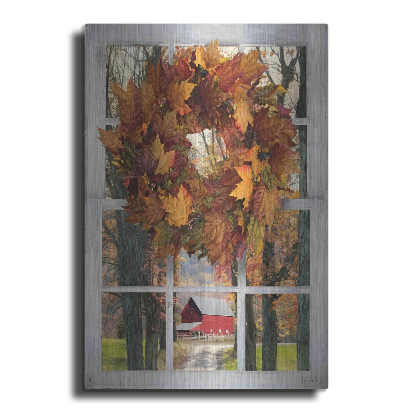 Luxe Metal Art 'Fall Window View II' by Lori Deiter, Metal Wall Art