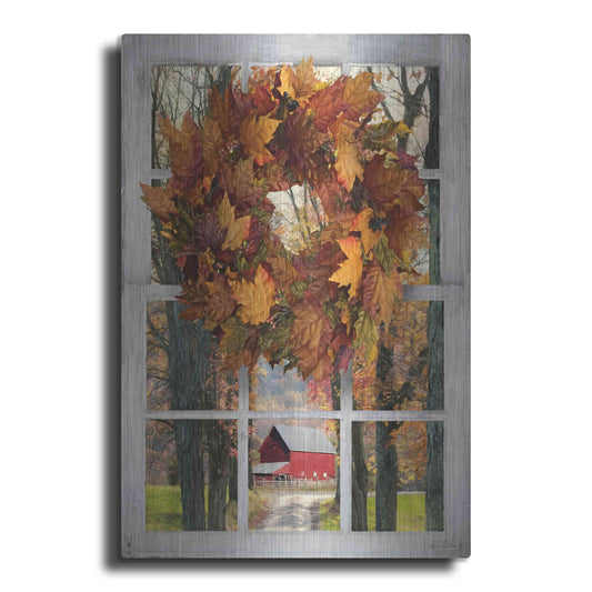 Luxe Metal Art 'Fall Window View II' by Lori Deiter, Metal Wall Art