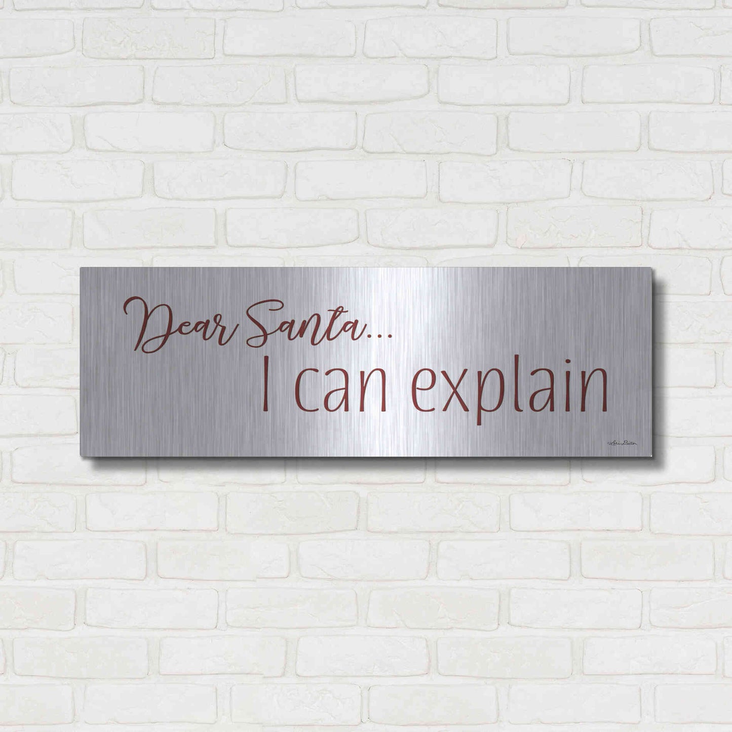 Luxe Metal Art 'Dear Santa - I Can Explain' by Lori Deiter, Metal Wall Art,36x12