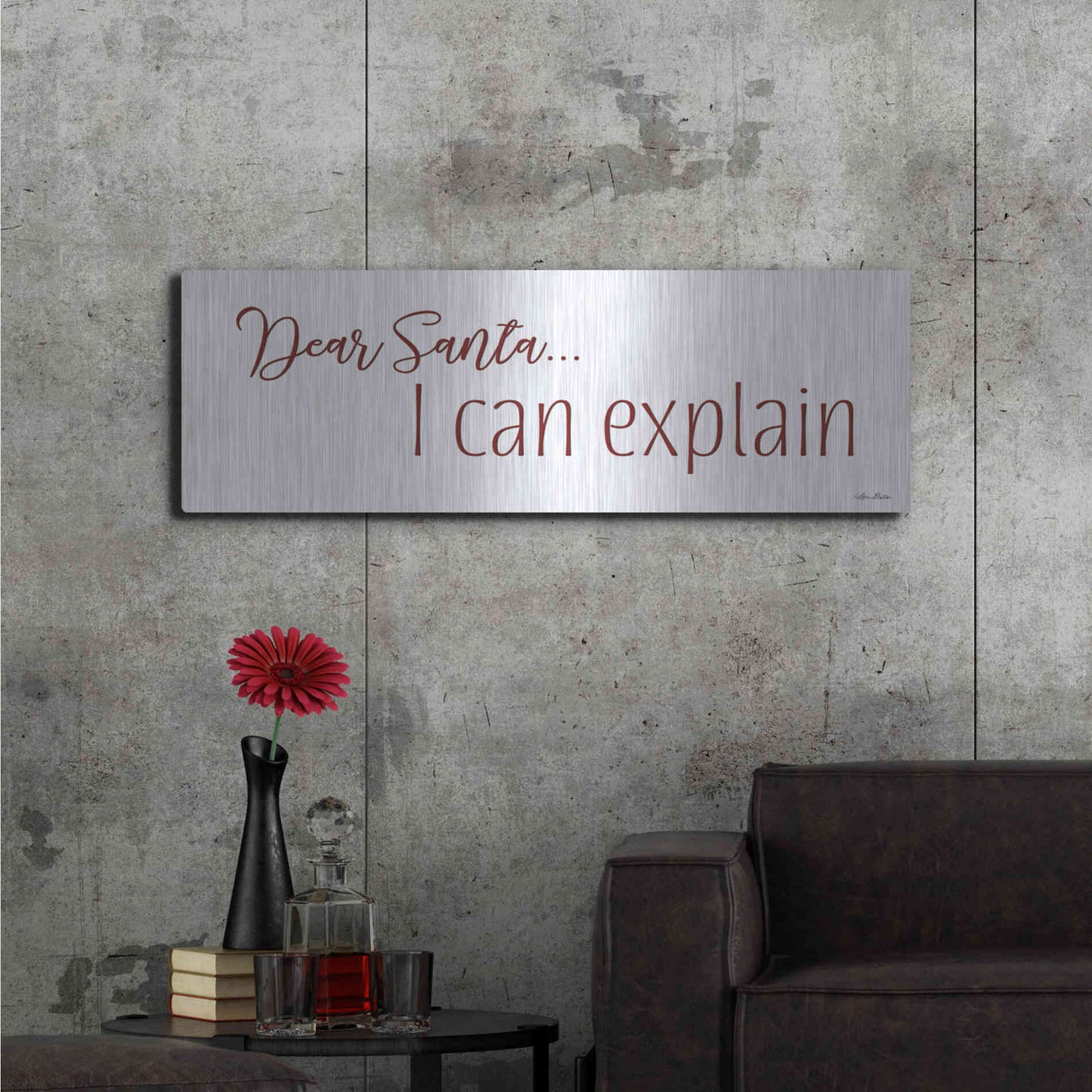 Luxe Metal Art 'Dear Santa - I Can Explain' by Lori Deiter, Metal Wall Art,48x16